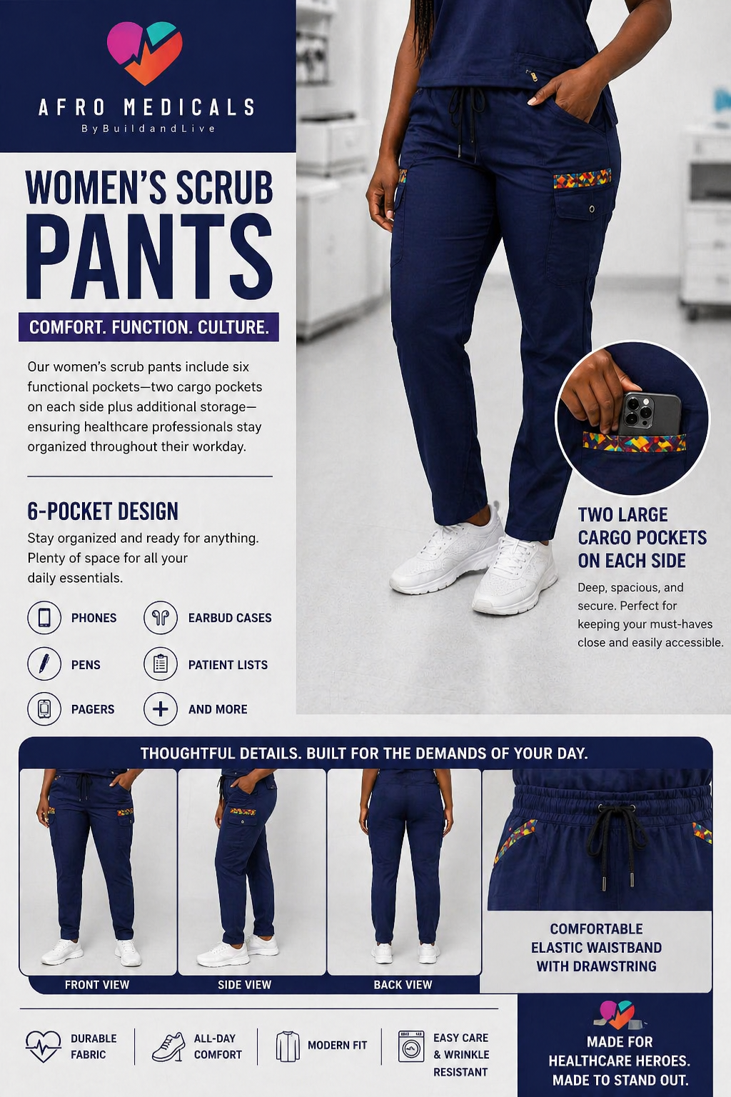 Ankara Flow Trim - Scrub Bottom