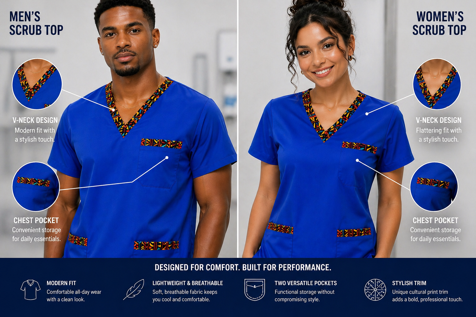 Ubuntu Mosaic Trim Set - Scrub Top